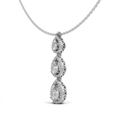 Exquisite Triple Pear Diamond Pendant Necklace